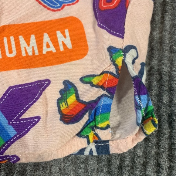 Trinity Collective Shirt Mens Small Pink Button Up Camp Pride Love Peace Rainbow - Picture 7 of 14